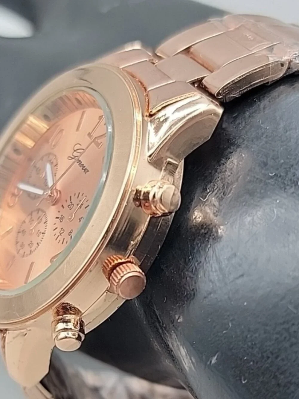 Geneva Ladies Boyfriend Watch Chic Rose Gold Tone 7.5